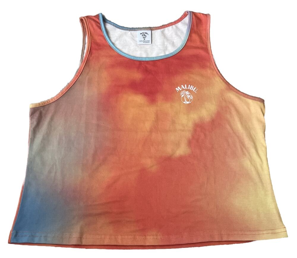 Women Medium Malibu Rum Licensed Promo Tie-Dye Cropped Tank Top Shirt Rare EUC